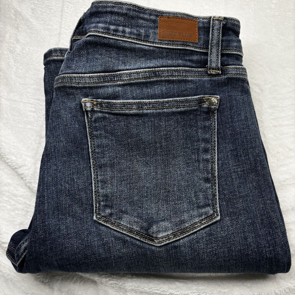 Judy Blue Straight Fit Jeans Women's 13/31 Dark Wash Blue Mid Rise Stretch - Picture 13 of 13